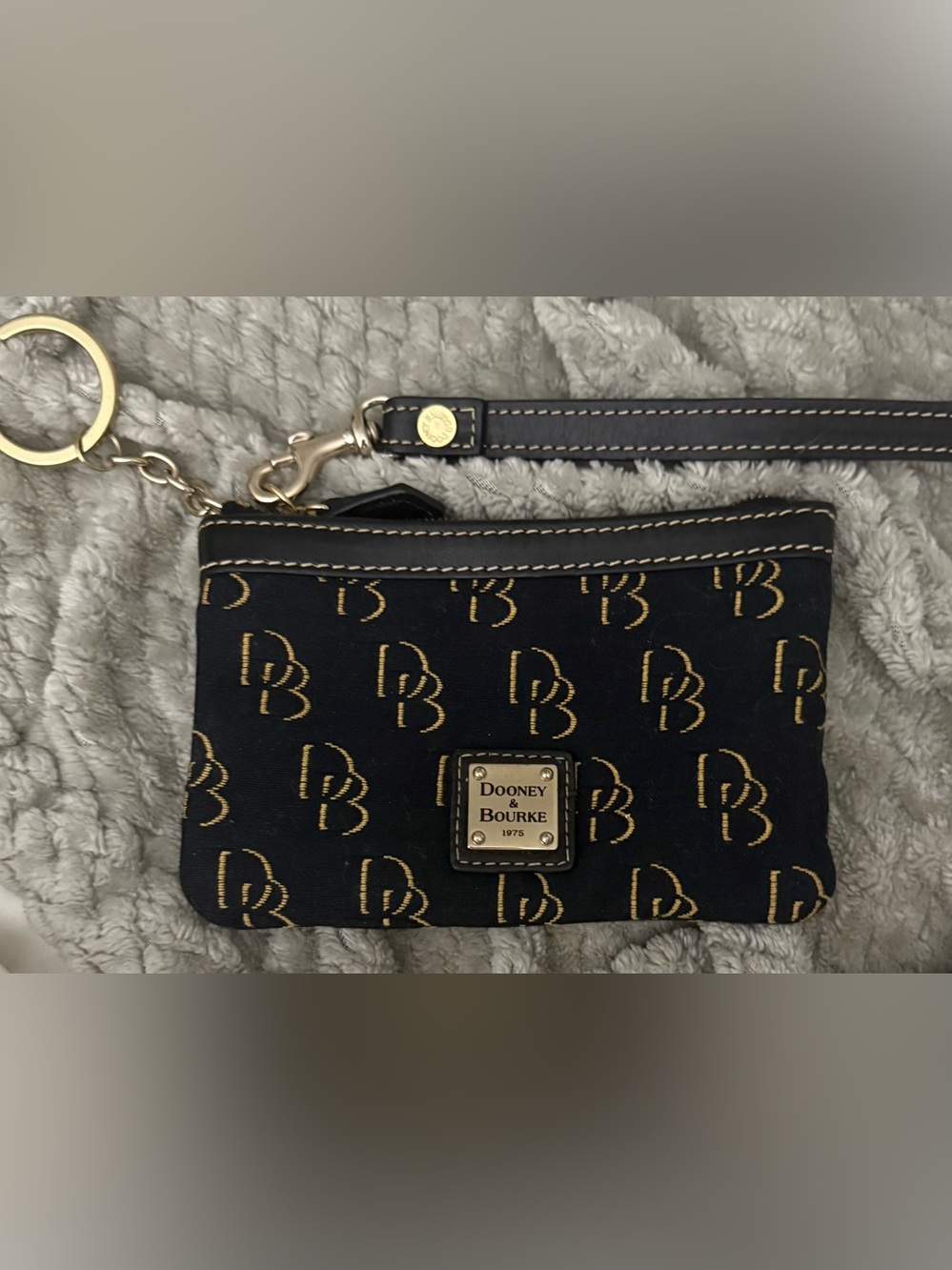 Dooney & Bourke Black small Wristlet with Gold Logo Monogram
